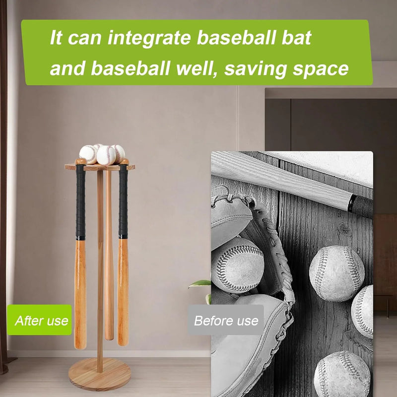 Wooden Baseball Bat Display Rack for Home or Umbrella Storage