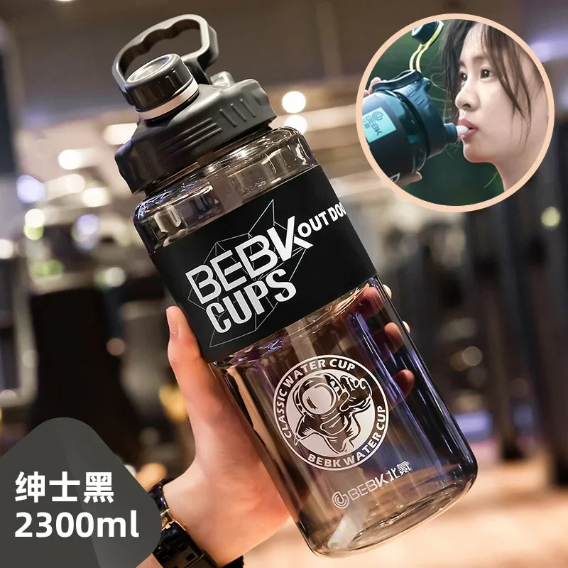 2L/3L Large Gym Water Bottle with Straw – BPA-Free & Durable