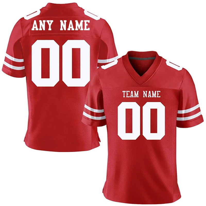 Custom Black Red Football Jersey – Personalized for All Ages