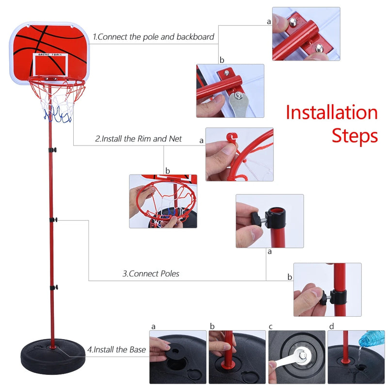 Adjustable Basketball Hoop System with Stand, Backboard & Net