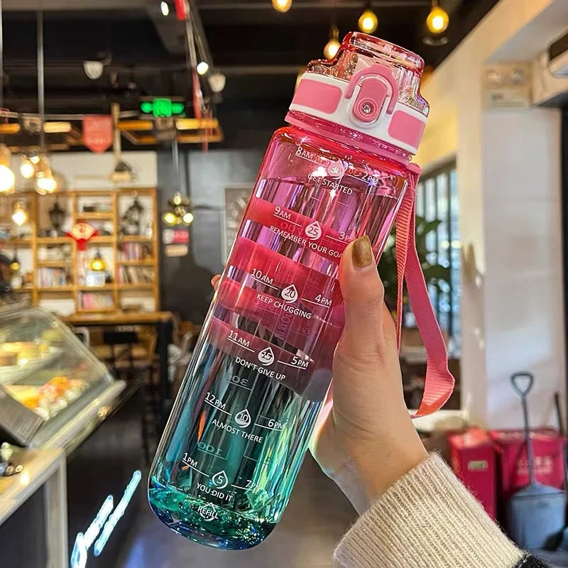 1L Gradient Sports Water Bottle with Time Marker – For School
