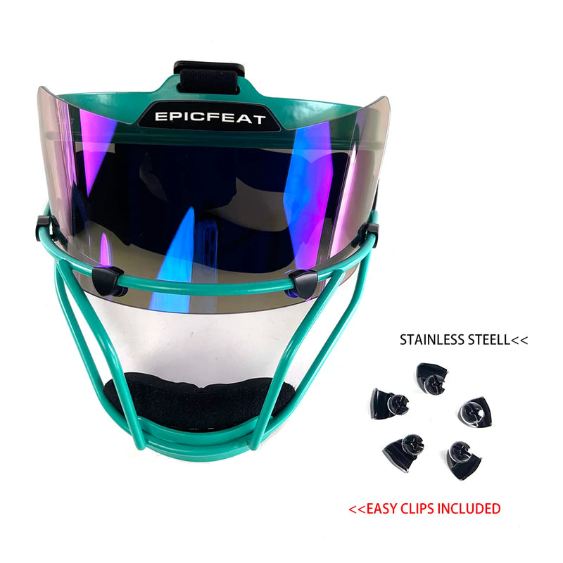 Softball Face Guard with Chin Pad and Visor for Women & Girls