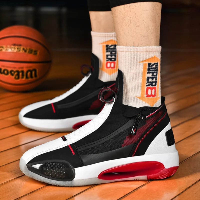 Hot Sale Men's Breathable High Top Basketball Training Sneakers