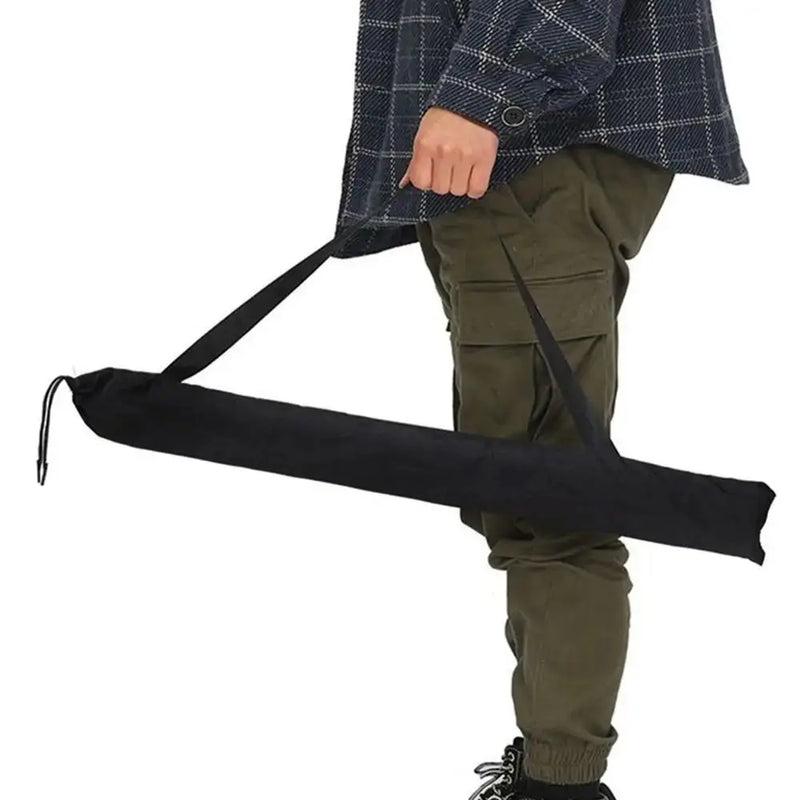 Foldable Black Storage Bag with Strap for Rods or Bats