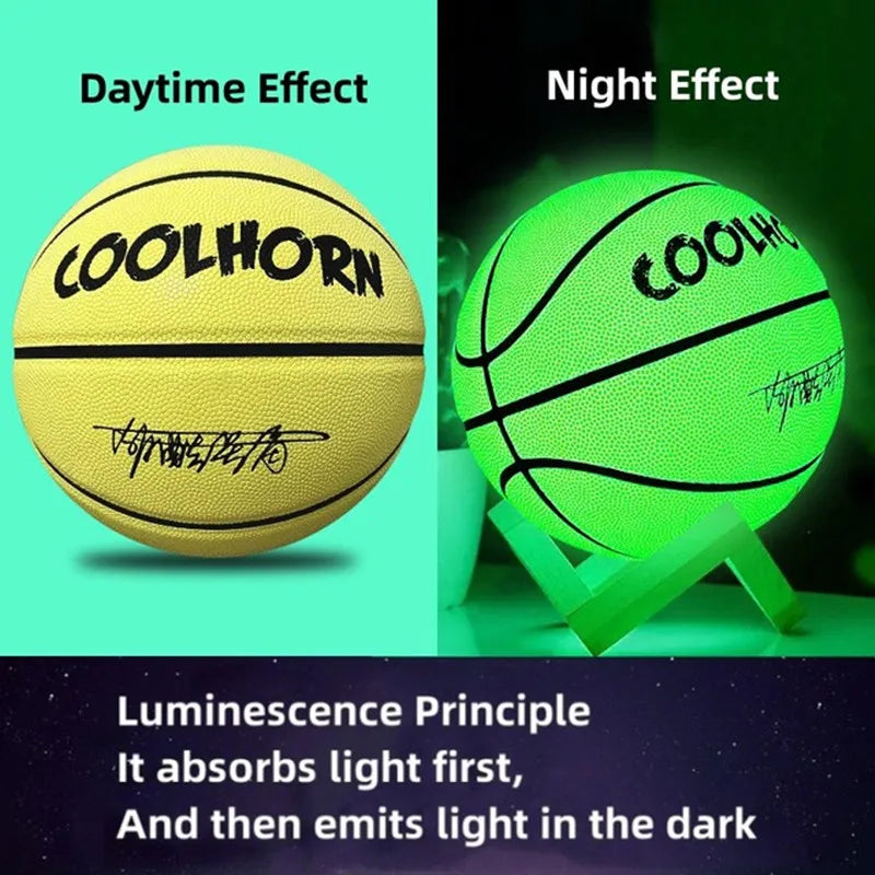 Glow-in-the-Dark Basketball – PU Soft Leather, Anti-Skid, Sizes 5-7