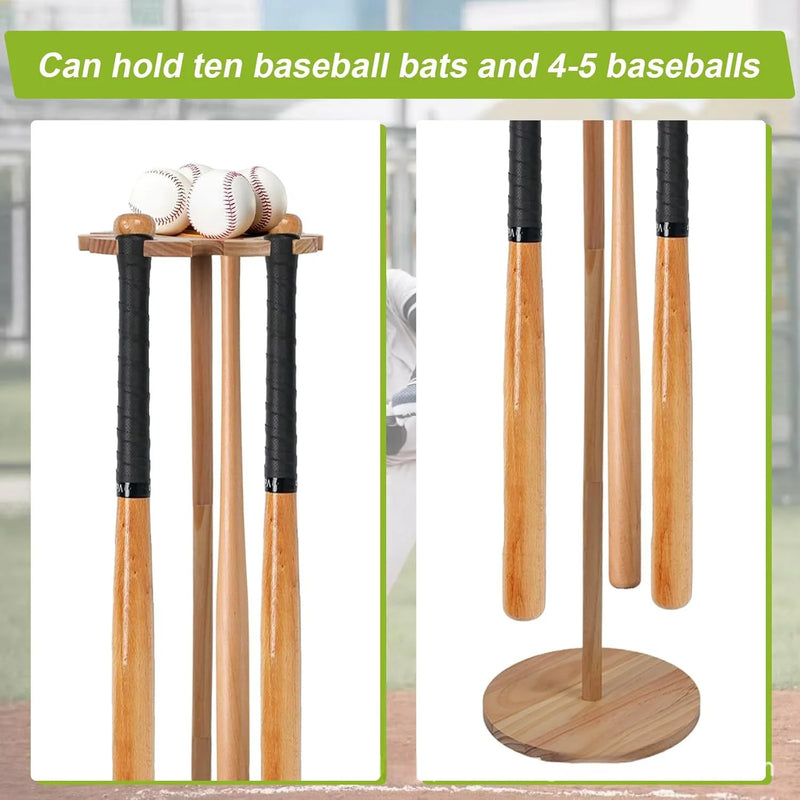 Wooden Baseball Bat Display Rack for Home or Umbrella Storage