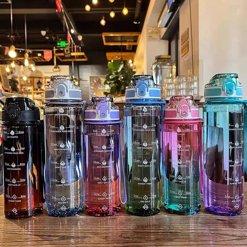 1L Gradient Sports Water Bottle with Time Marker – For School