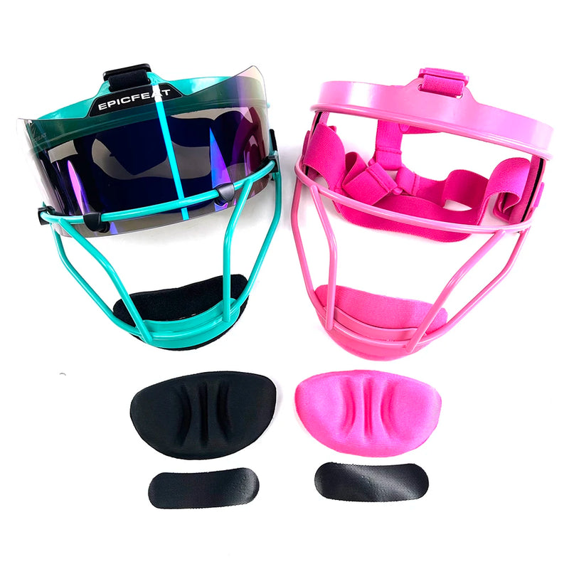 Softball Face Guard with Chin Pad and Visor for Women & Girls