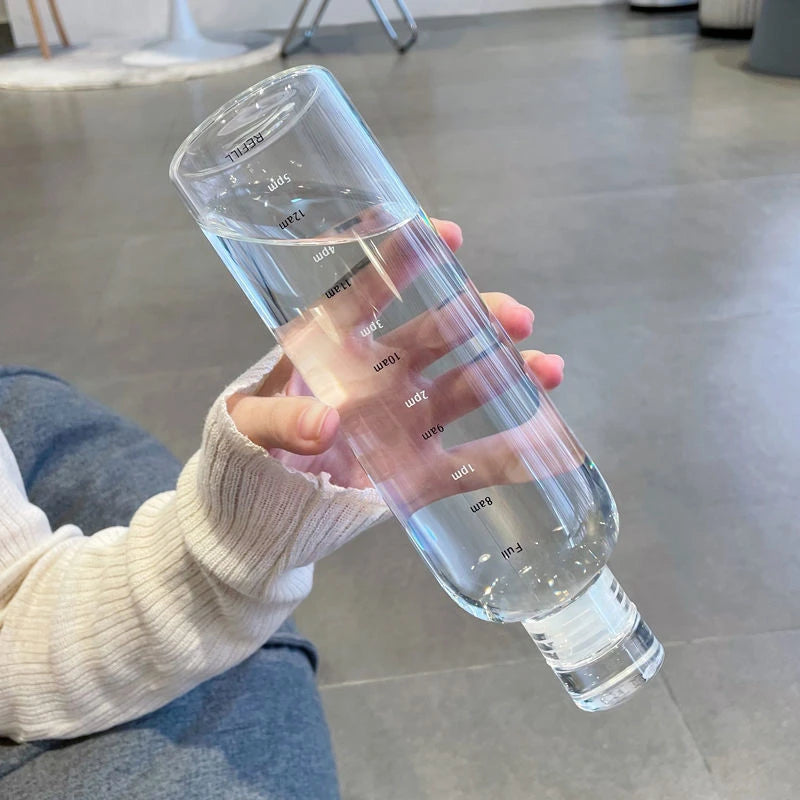 Newest Sports Water Bottle with Time Scale - Portable & Durable