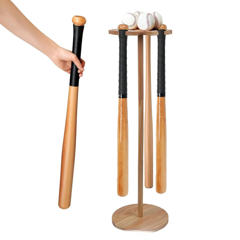 Wooden Baseball Bat Display Rack for Home or Umbrella Storage