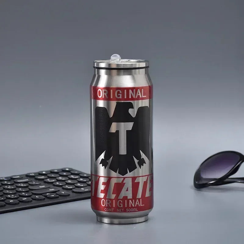 500ML Stainless Steel Thermos Beer Bottle with Straw – Cold Keeper