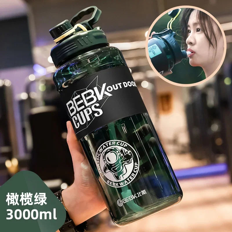 2L/3L Large Gym Water Bottle with Straw – BPA-Free & Durable