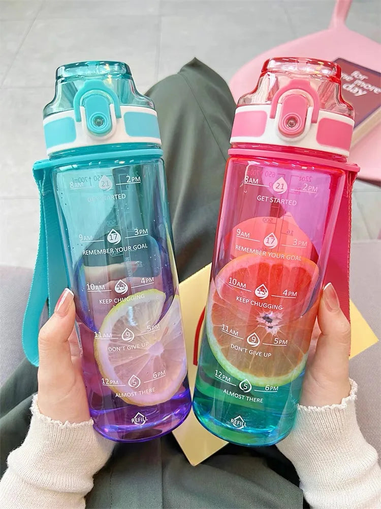 1L Gradient Sports Water Bottle with Time Marker – For School
