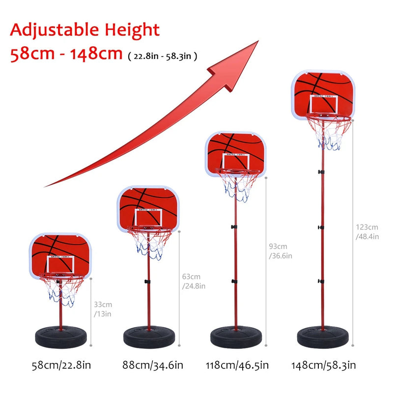 Adjustable Basketball Hoop System with Stand, Backboard & Net