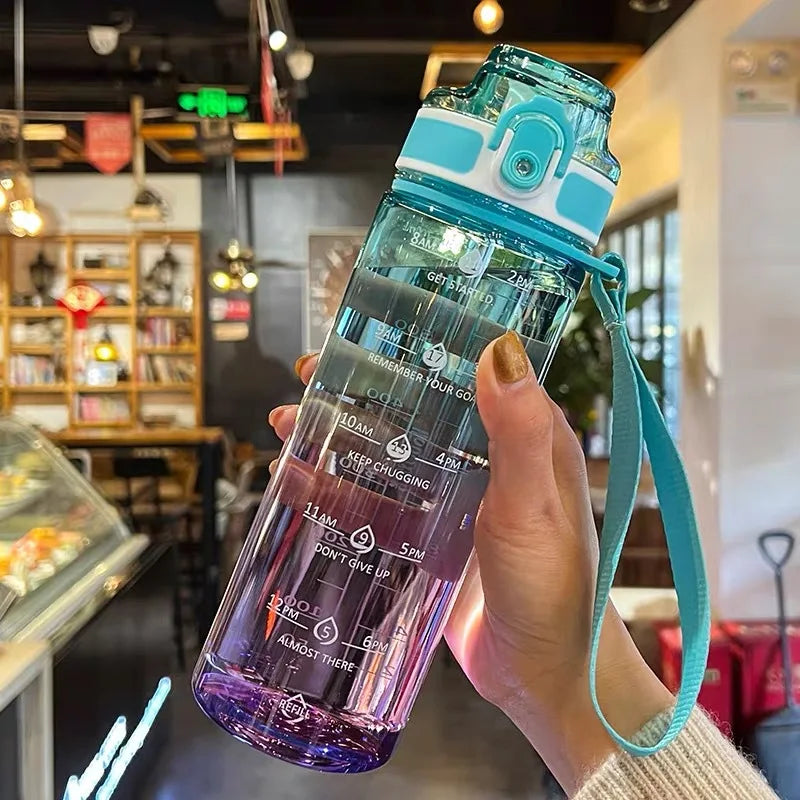 1L Gradient Sports Water Bottle with Time Marker – For School