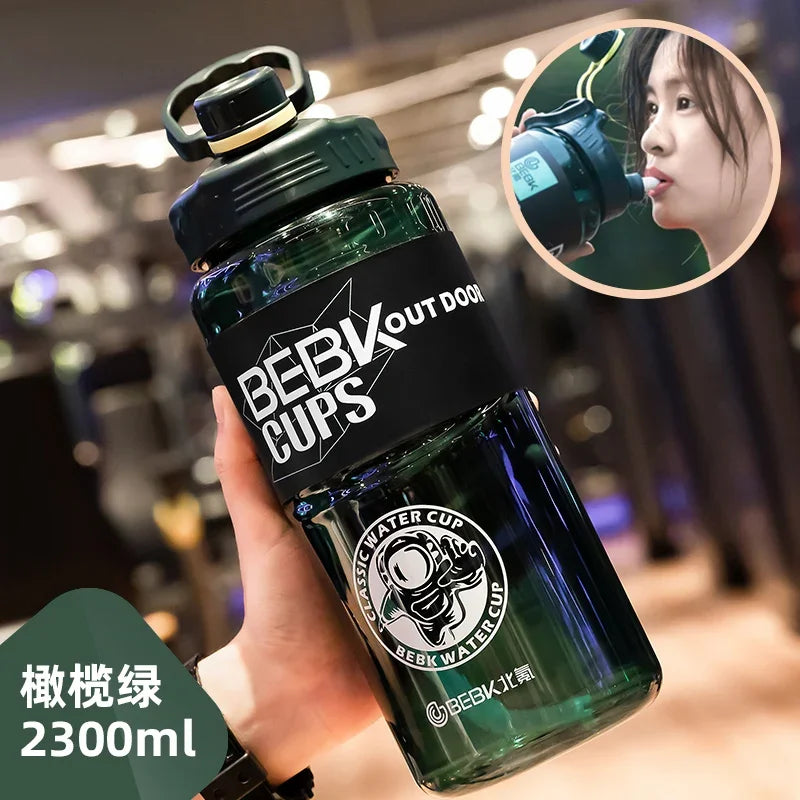 2L/3L Large Gym Water Bottle with Straw – BPA-Free & Durable