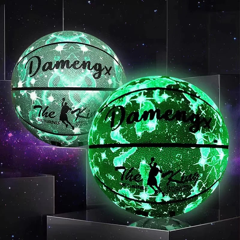 Glow-in-the-Dark Basketball – PU Soft Leather, Anti-Skid, Sizes 5-7