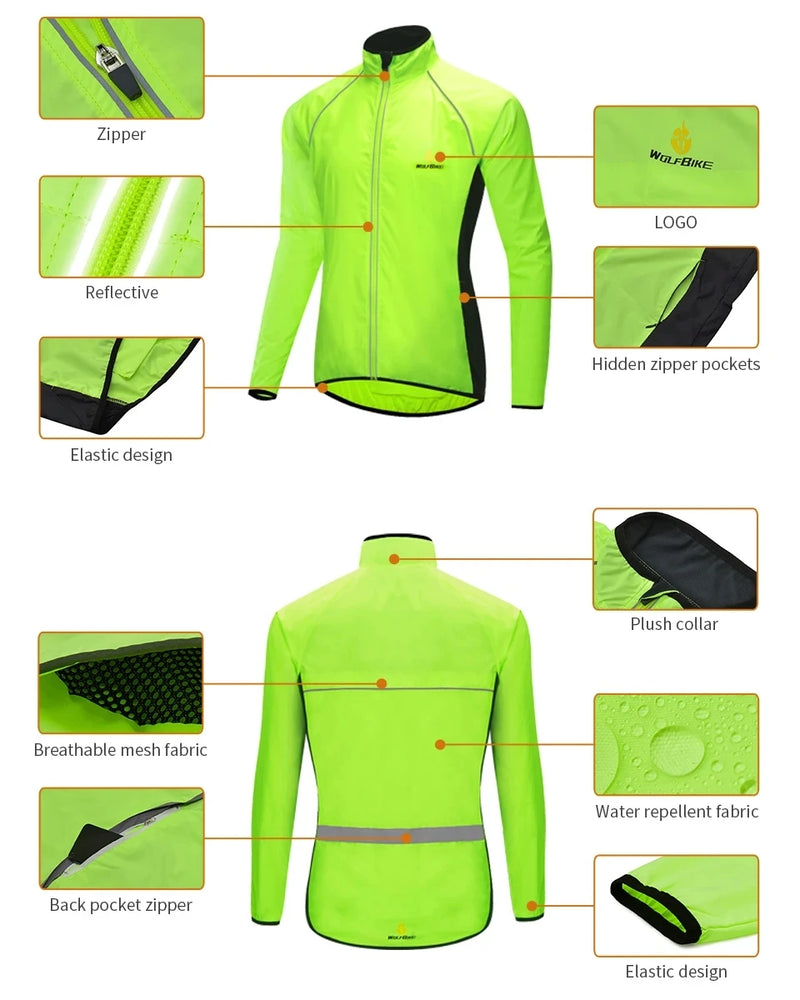 WOSAWE Men's Waterproof Windproof Reflective Cycling Jacket