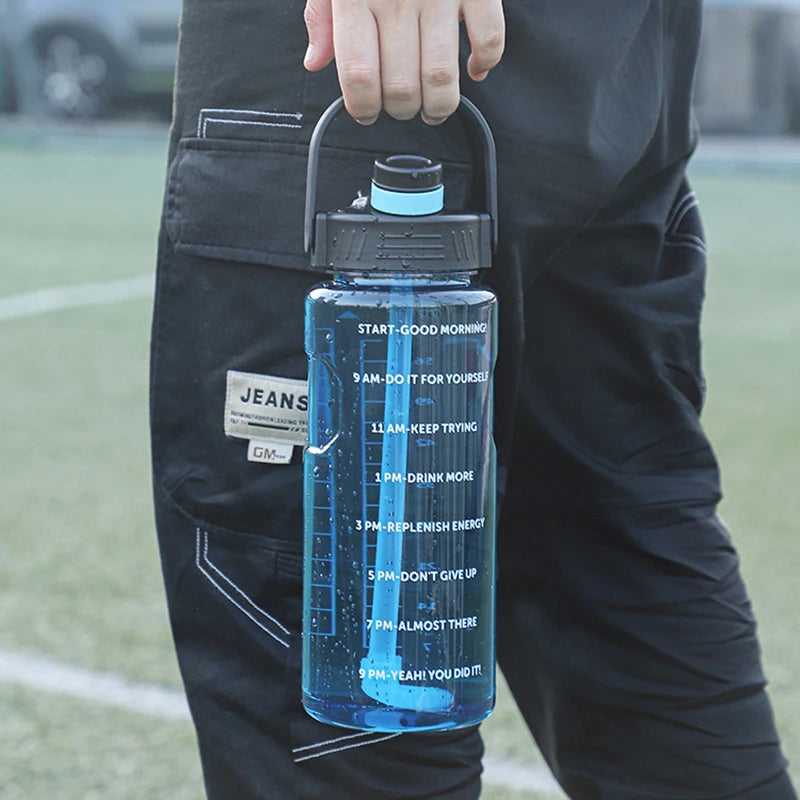 3L Motivational Sports Water Bottle with Straw – BPA-Free