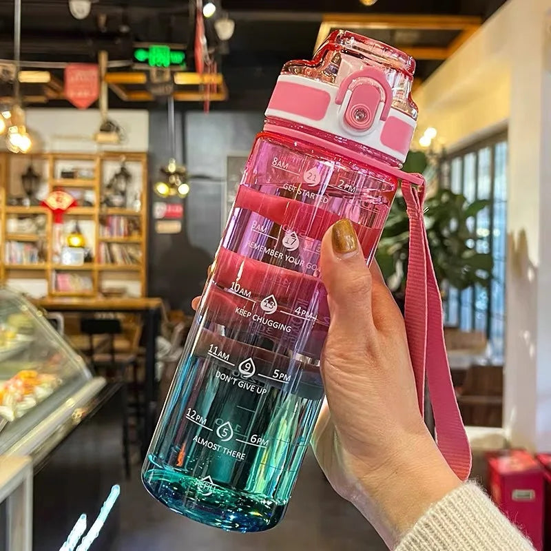 1L Gradient Sports Water Bottle with Time Marker – For School