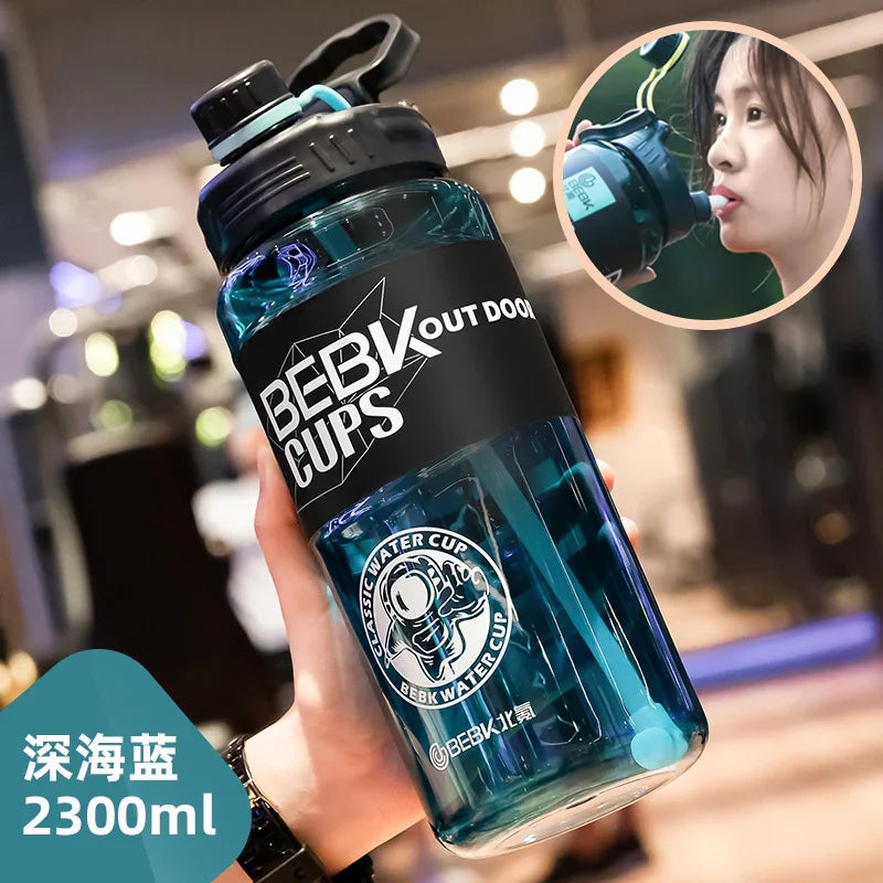 2L/3L Large Gym Water Bottle with Straw – BPA-Free & Durable