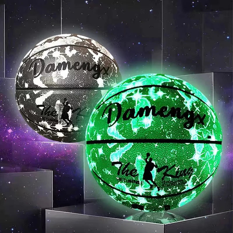 Glow-in-the-Dark Basketball – PU Soft Leather, Anti-Skid, Sizes 5-7