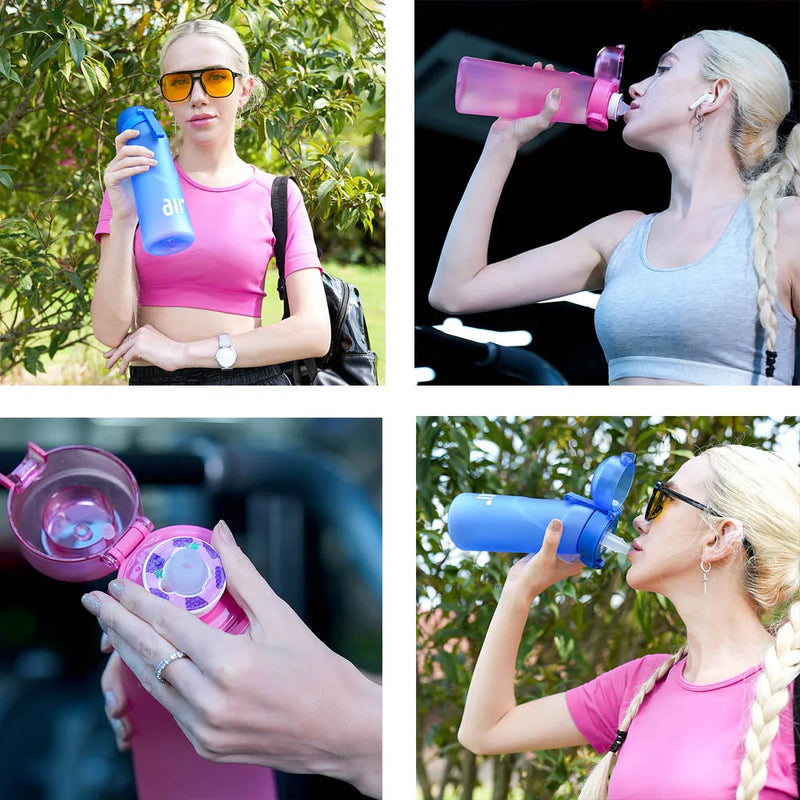1pc Air Water Bottle with Straw & Flavor Pods – Leak Proof