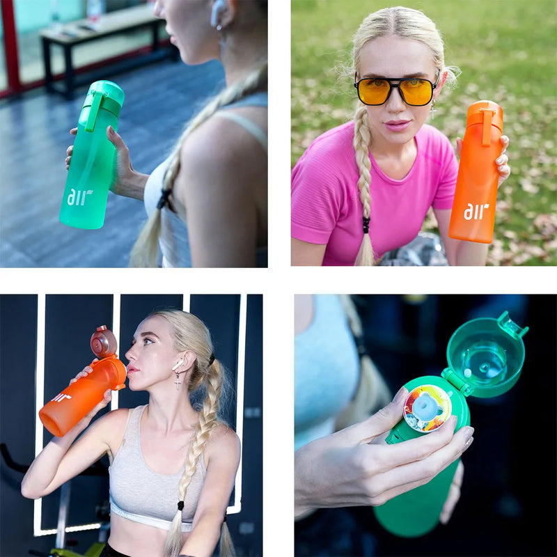 1pc Air Water Bottle with Straw & Flavor Pods – Leak Proof