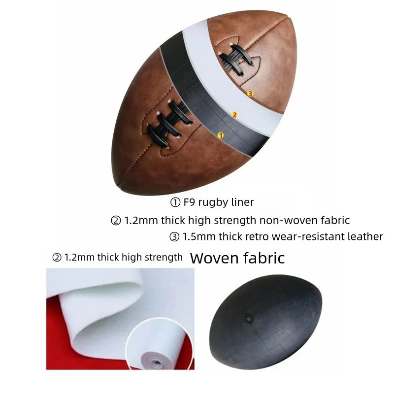 Official Size 9 Retro Rugby Ball for Training & Team Sports