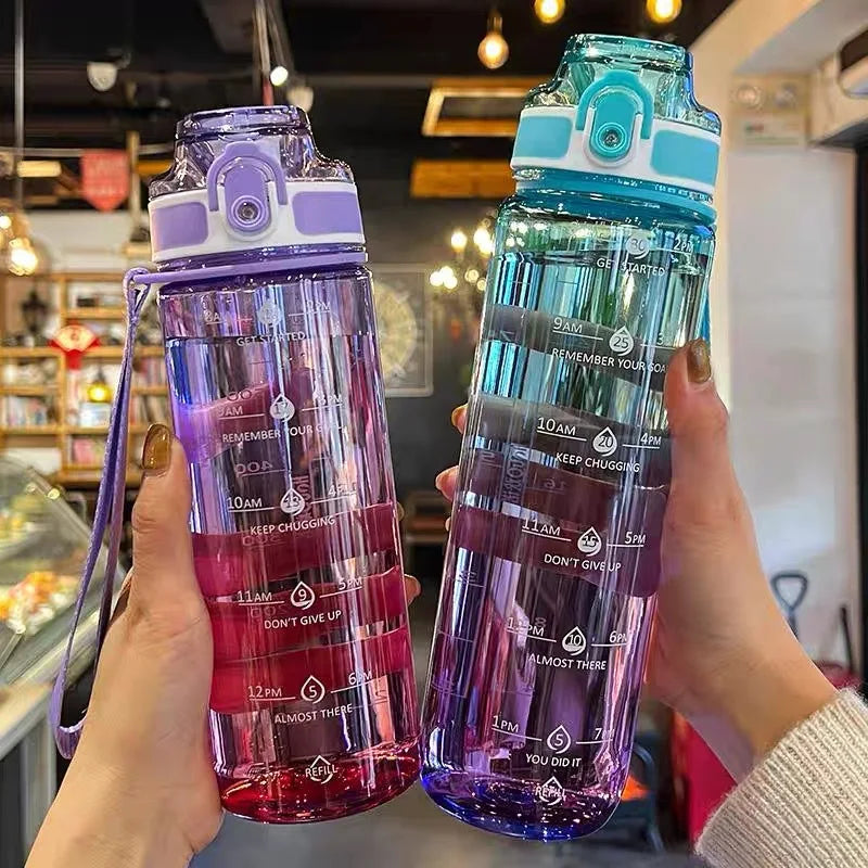 1L Gradient Sports Water Bottle with Time Marker – For School