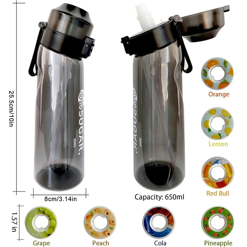 650ML Flavored Sports Water Bottle with 7 Fruit Fragrance Pods